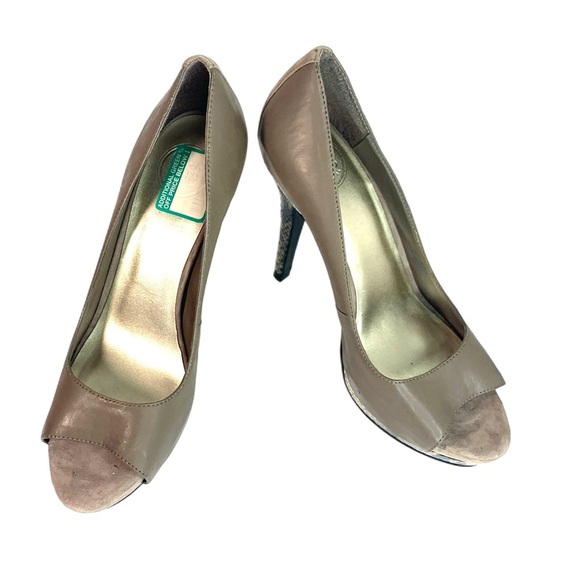 Jessica Simpson Taupe Peep-Toe Heels Sz 10 - Picture 4 of 7